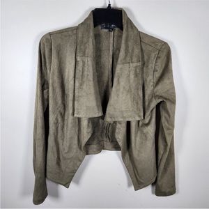 Romeo And Juliet Couture Jacket Womens Small Olive Green Crop Faux Suede Moto